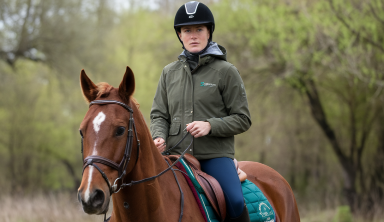Cavalière confiante en plein gallop, illustrant la fusion de posture et confiance.