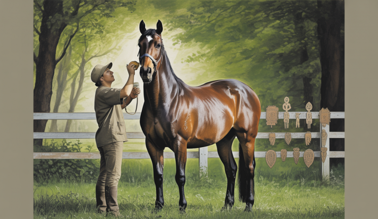Cheval en pleine santé reçoivant des soins pour sa peau